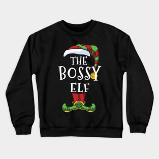 Bossy Elf Family Matching Christmas Holiday Group Gift Pajama Crewneck Sweatshirt